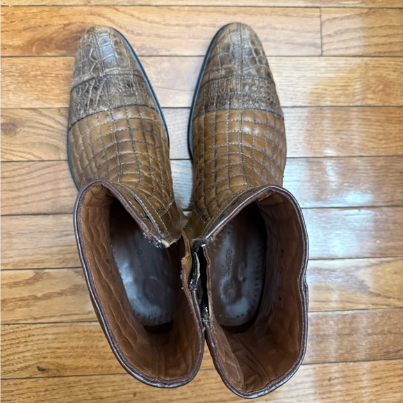 BELVEDERE MENS QUILTED brown  GENUINE ALLIGATOR BOOTS SIZE 8.5 - Picture 8 of 16